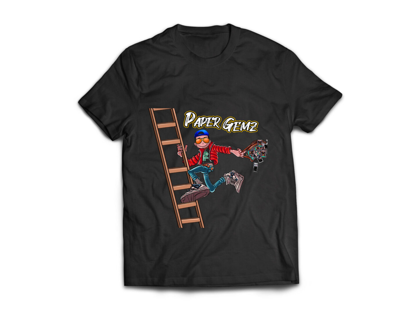 Black Card Ladder T shirt by Paper Gemz