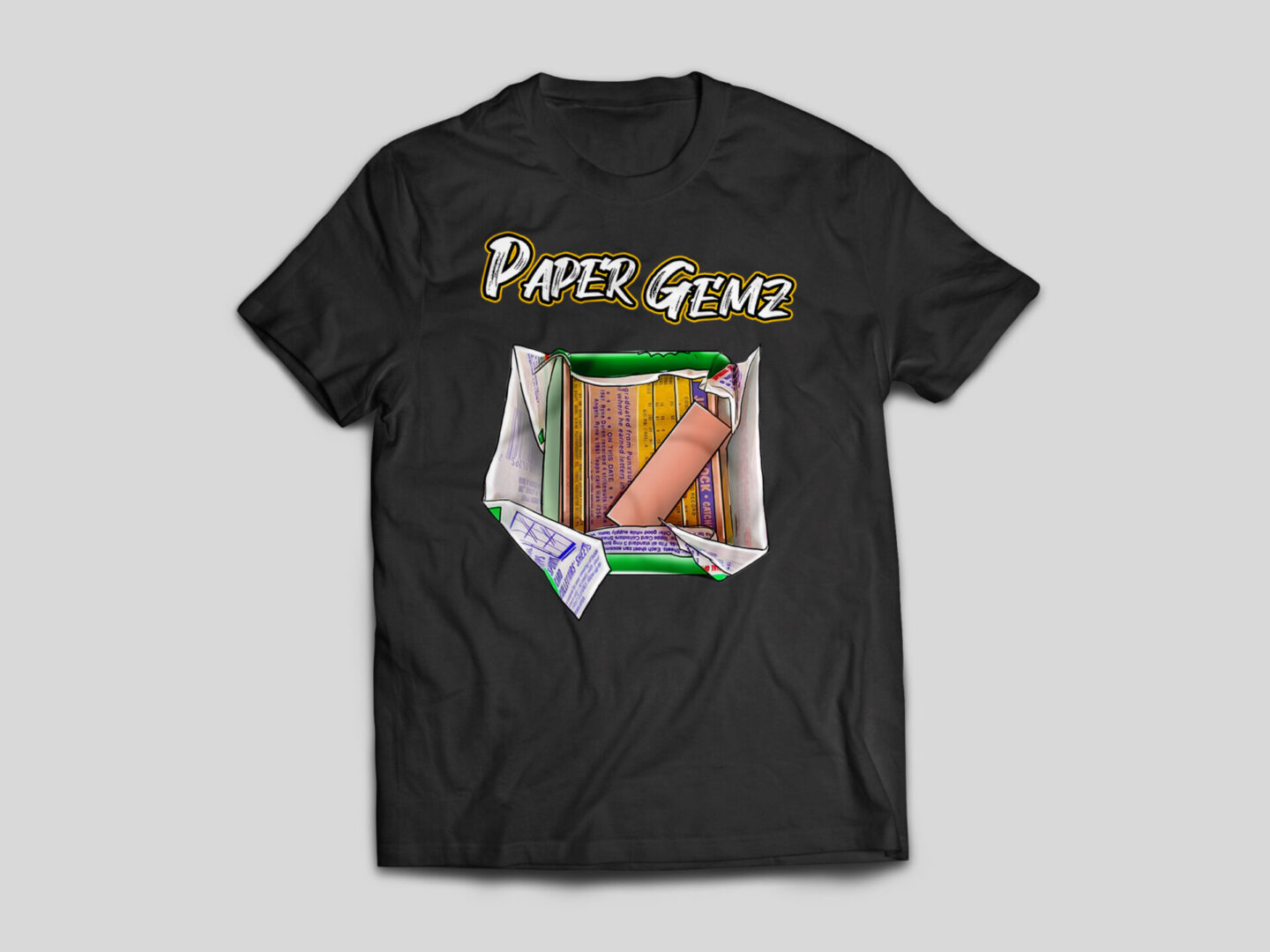 Pack with Gum Black T Shirt by Paper Gemz